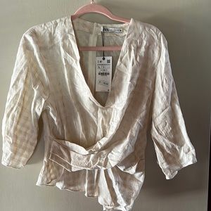 Zara Cream Wrap Top